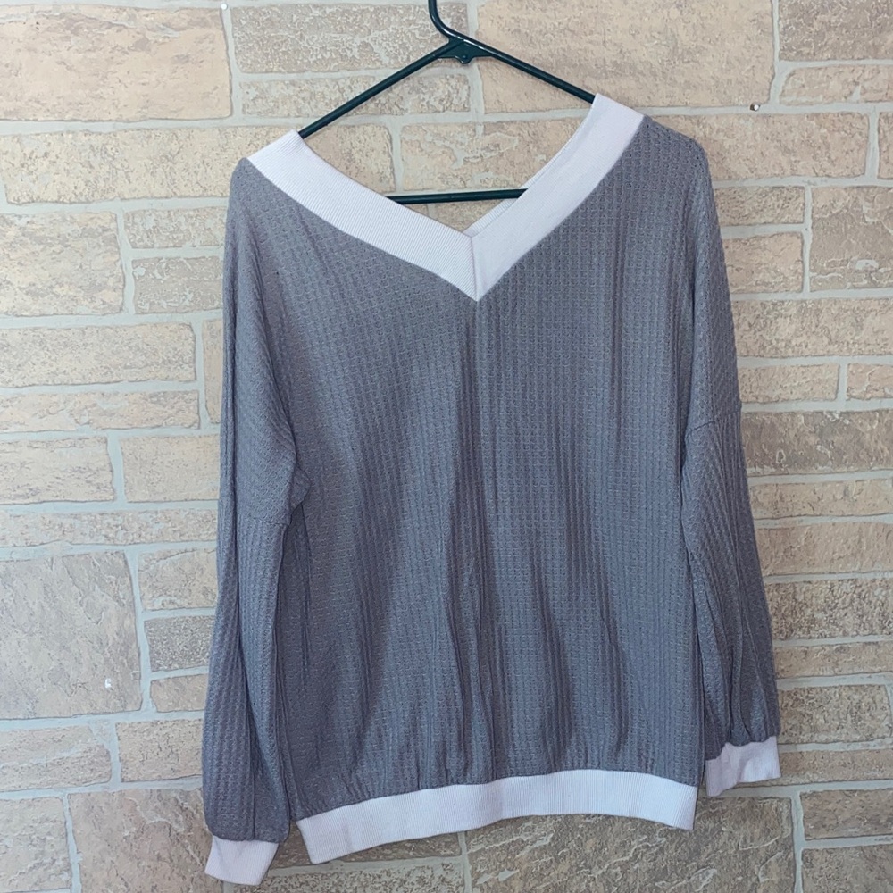 SHEIN Two-Tone V-Neck Sweater